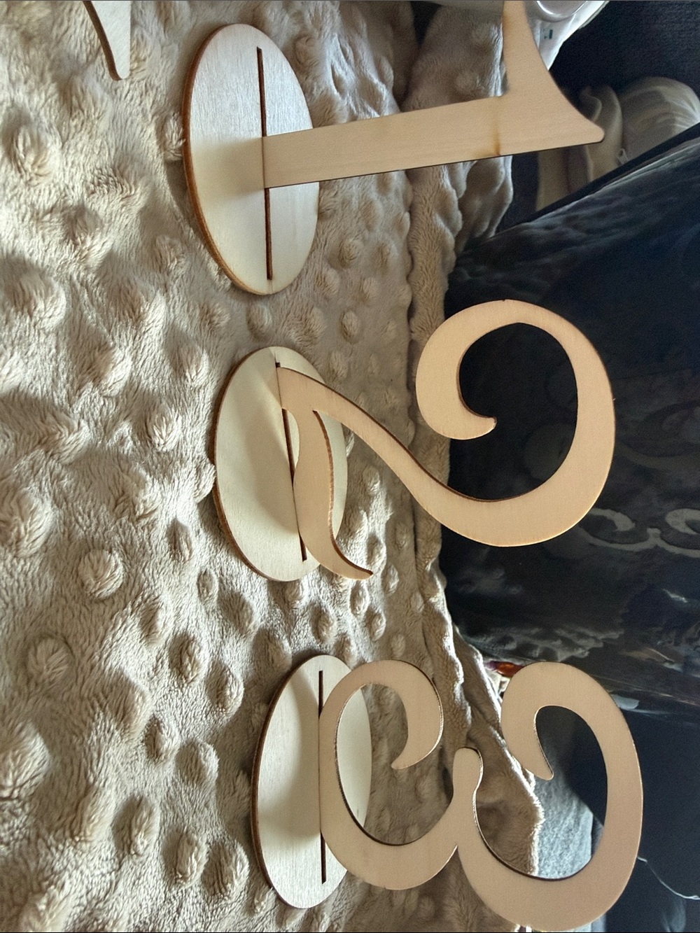 Wooden table numbers #1-20.